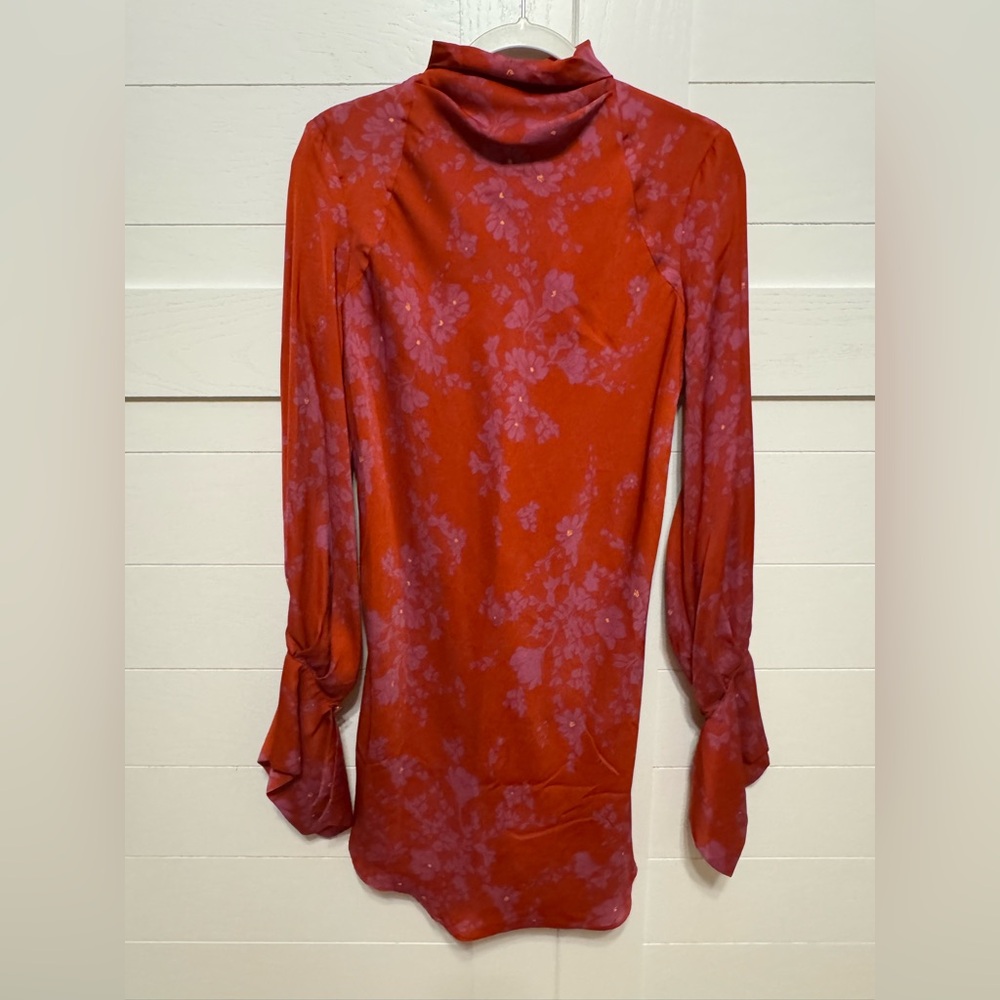 Free People Red and Violet Long Sleeve dress
